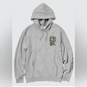 Uniqulo BASQUAIT Artist Grey Fleece Pocketed Hoodie XS
